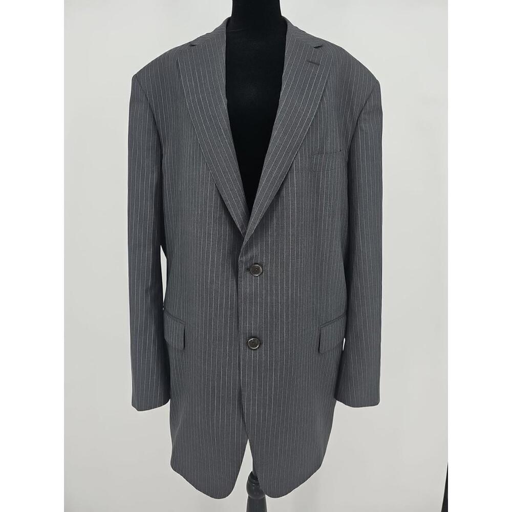 ZILLI Paris Men's Blazer US52R/IT62R‎ Gray Striped 100%Wool 100%Silk Suit Jacket